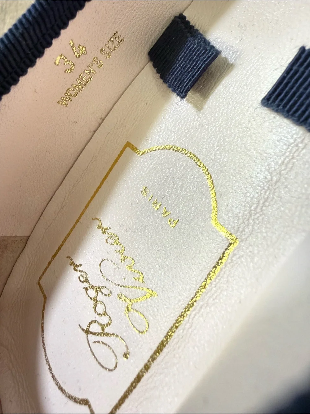 Roger Vivier Denim Espadrille Flat Dark Blue Gold Buckle 34 4 Flatform Shoes
